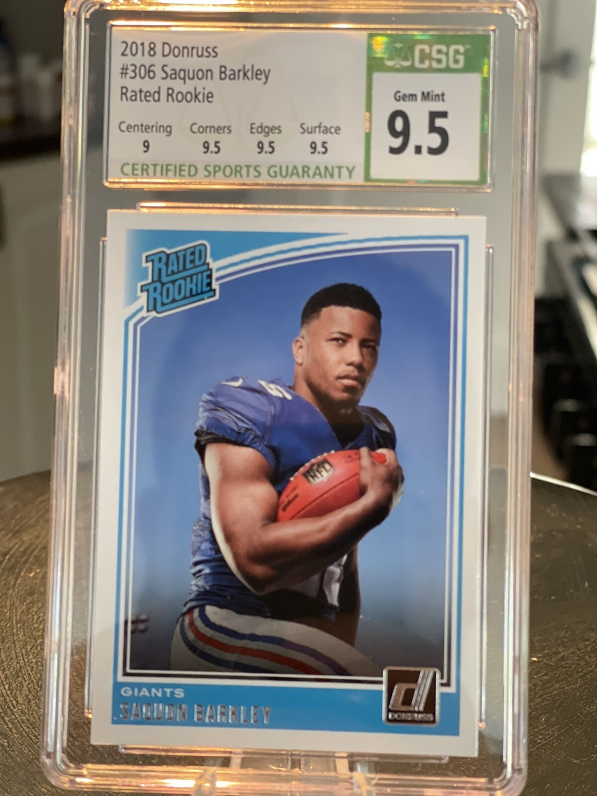 Saquon Barkley Panini Elements Rookie Titanium Autographs #9 Copper