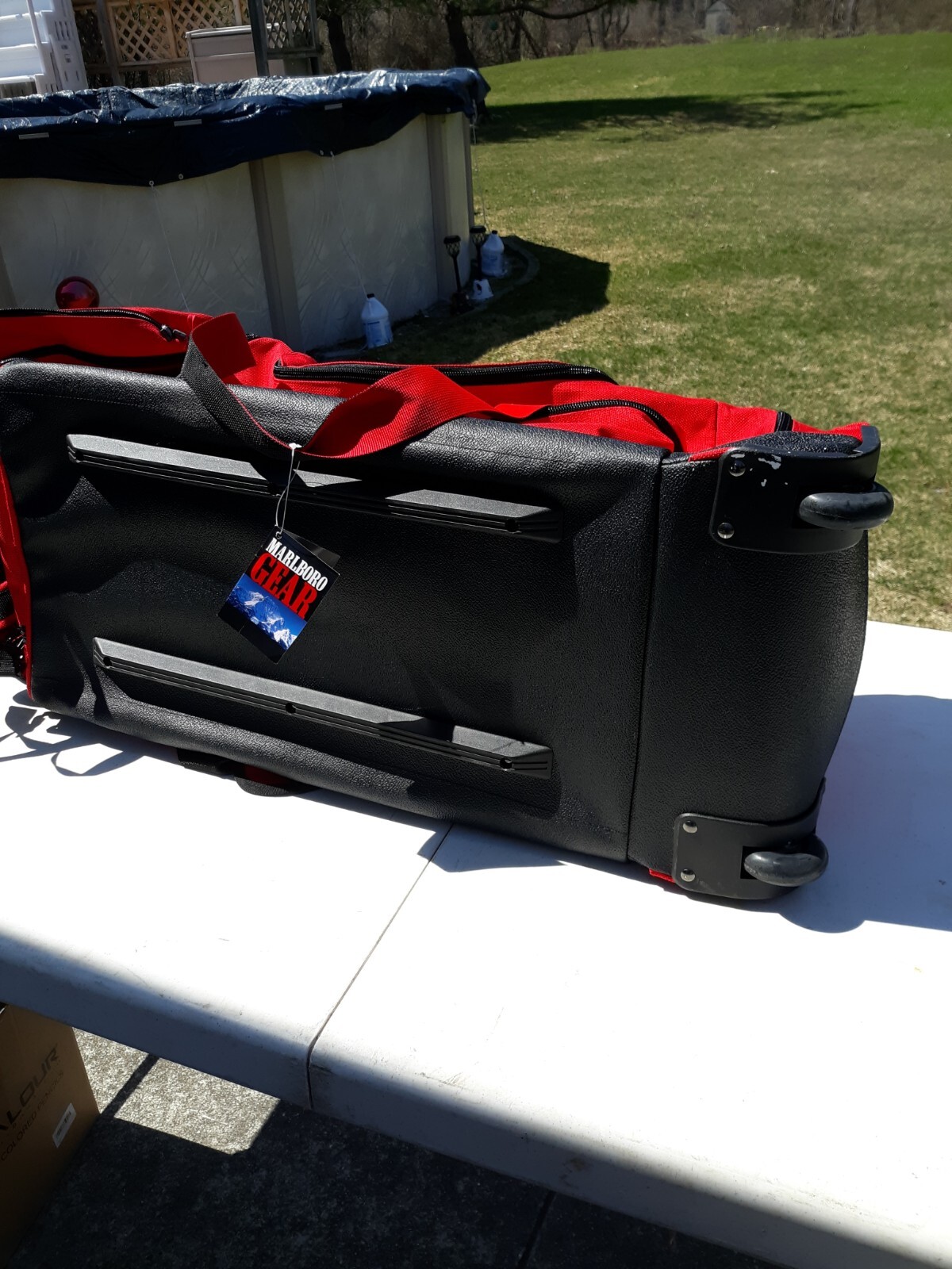 Vtg 90's Red Black Marlboro Gear Rolling Bag With Wheels Luggage Duffel eBay