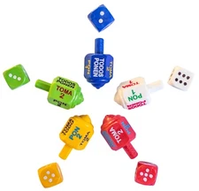 Classic Mexican Pirinola Toma Todo Solid Plastic Piece and Dices 10 Multicolors
