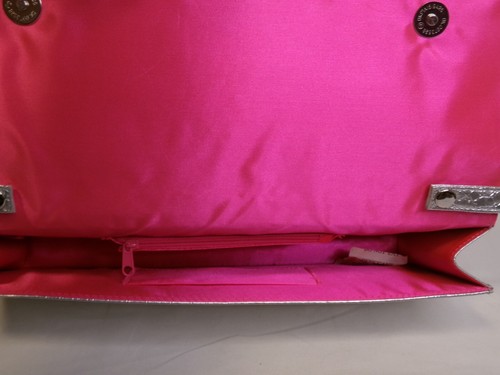 NWT Paris Hilton Silver Handbag Clutch Purse Gem Pink inside - Picture 8 of 9