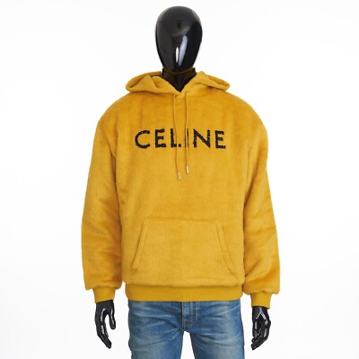 CELINE 1990$ Yellow Hoodie - Fuzzy Wool, Sequined Logo Embroidery