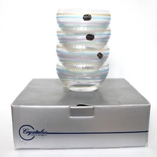 Bohemia Crystalex Czech Republic Set of Dessert Bowls Striped Candy Coloured B4