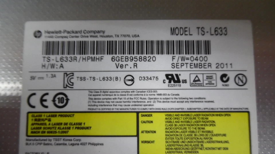 HP Pavilion DV4-4140US * CD/DVD±RW Internal Optical Drive - 659869-001 TS-L633 - Image 4 of 4