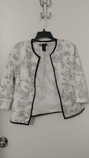 Carole Little Soft Cotton Blend Blazer Short Jacket W/B Paisley Sz M p-t-p 19.5