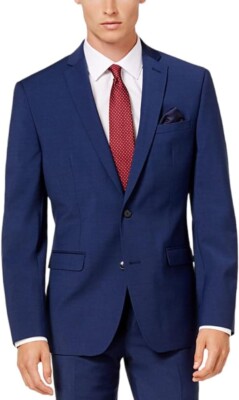 NEW - Bar III Men's Slim-Fit Active Stretch Navy Jacket 42L MSRP $425
