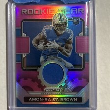 2021 NFL Panini Prizm Football Amon-Ra Saint Brown RC Rookie Gear Patch Pink RC!