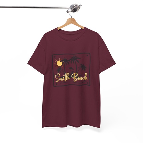 Miami Beach South Beach Unisex Heavy Cotton Tee T-Shirt 'Fun Sun' - Picture 30 of 118