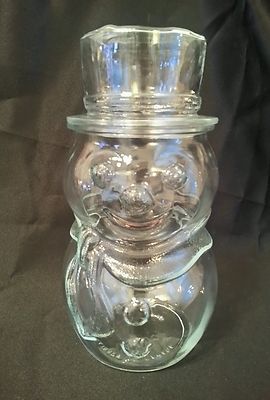 Libbey  of Canada Christmas Holiday SNOWMAN  Glass Jar Candy Nuts Cookies Treats