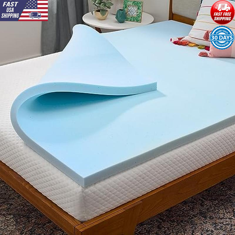 Memory Foam Mattress Topper 2 Inch Gel Infused Cooling Pressure Relief New