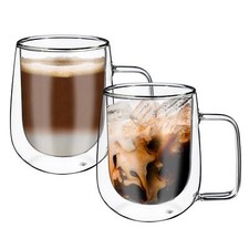 Vinsani Double Walled Coffee Drink Glasses Cups Set of 2 Heat Cold Resistant