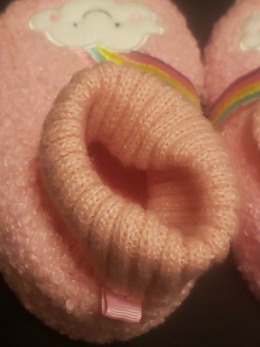 Wonder Nation Slippers Toddler Girls Size 3 Pink Fuzzy Rainbow Slip On Shoes - Picture 6 of 11