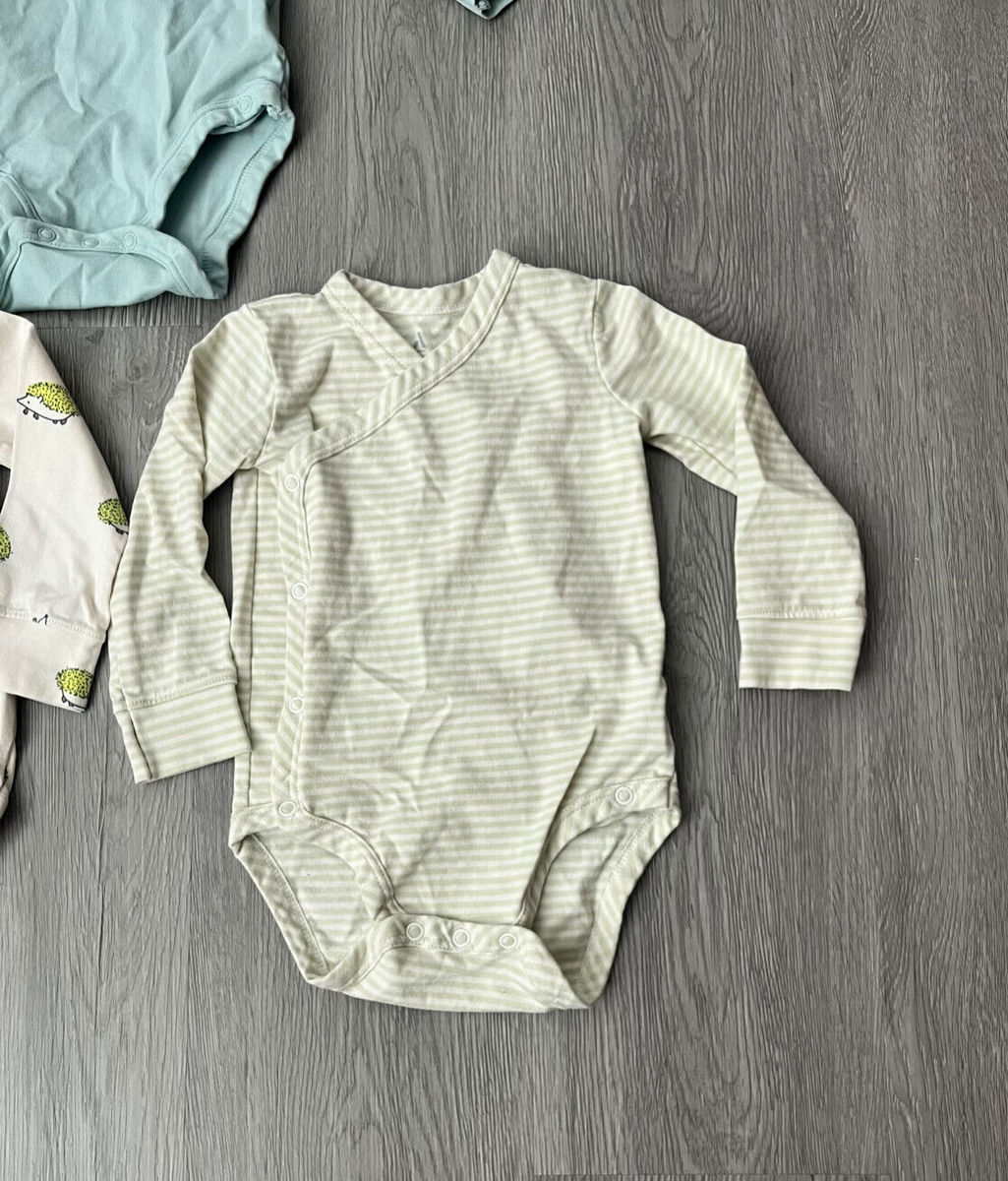 Amazon Essentials Unisex Babies' Cotton Side Snap Bodysuits – Pack Of 3, Organic Cotton, Wrap Front