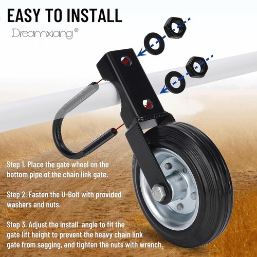 6 Gate Wheel Metal Tube Fence Gate Wheel Farm Gate Helper Wheel for Swing Gate.. - Picture 3 of 7