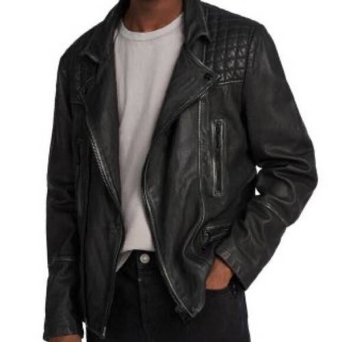 ALLSAINTS Mens Cargo Quilted Brown Moto Motorcycle Leather Biker Jacket XS - Picture 12 of 15
