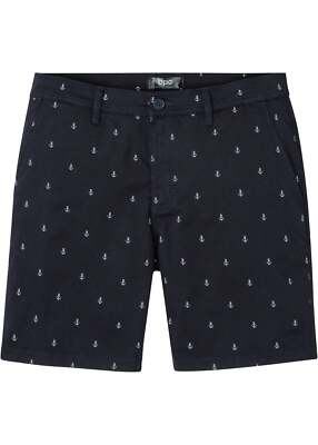 Chino-Bermuda Gr. 46 Dunkelblau Bedruckt Herren Baumwoll-Shorts Kurz-Pants Neu*