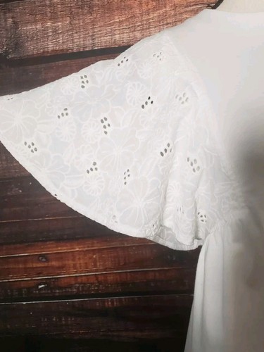 Free Assembly Dress Size XL 14 16 Teens Girls Butterfly Sleeve White Cotton - Picture 6 of 12