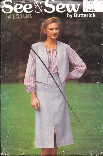 UNCUT Vintage Butterick Sewing Pattern Misses Semi Fitted Vest Skirt ...
