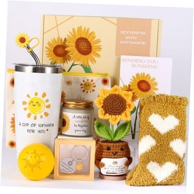 10Pcs Sunshine Gift for Women - Unique Care Package with Sunflower Yellow