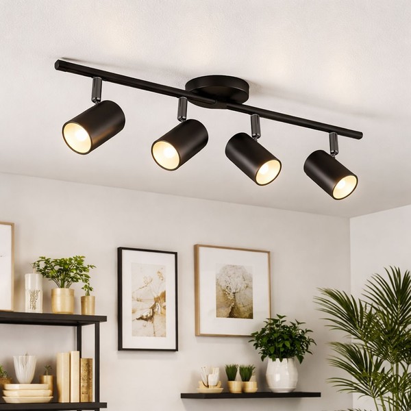 Deckenleuchte Deckenlampe Esszimmerlampe Schwarz Verstellbar 4 Flammig L 54,4 Cm-image