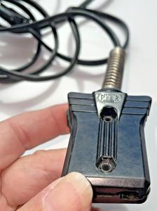 Vtg Peer appliance 2-prong black bakelite plug with cord 1950s 1960s coffee pot