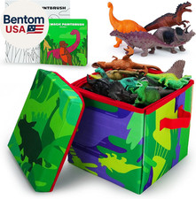 Dino Play Mat and Toy Storage Box - 8 Piece Playset with Foldable Floor Playmat/