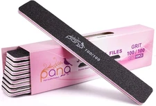 10pcs - PANA Jumbo Double-Sided Emery Nail File Grit (100/100), Black (Jumbo) 
