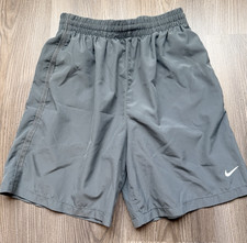 Nike Kids Dri-Fit Training Shorts Boys Size Large Gray with White Swoosh