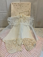 NIB Vintage 1940s Baby Dress Overlay Slip w/ Blanket Bonnets Farmhouse Decor