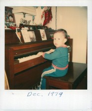 Old Vintage Photo COLOR POLAROID SOLO BOY PLAYING PIANO INSTANT PHOTOGRAPH