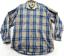 Tommy Hilfiger Shirt Mens Sz XL Blue Plaid Long Sleeve Button Up Casual-Fit
