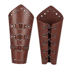 Medieval Leather Bracers Gauntlets men  women, Lacing Up Arm Guards SH-brown