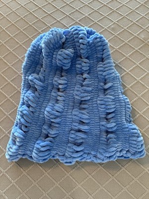 ScottyB Creations Textured Chenille Hand Knit Cap, Size Lge, Blue Shadow