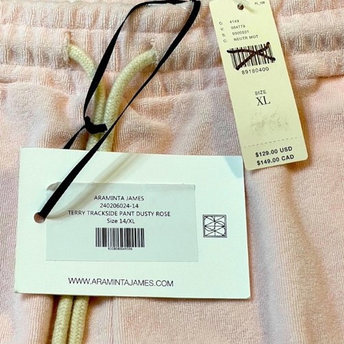 Araminta James x Anthropologie Womens XL Terry Track Pants Pink White Stripe NWT - Picture 9 of 11