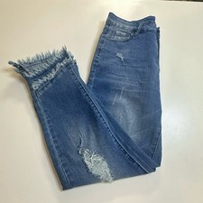 Crazy Train Womens Jeans Blue Distressed Laye...