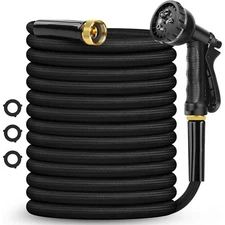 Garden Hose Non-Expanding 100ft Flexible Garden Hose W/ 10 Function Hose Nozzle
