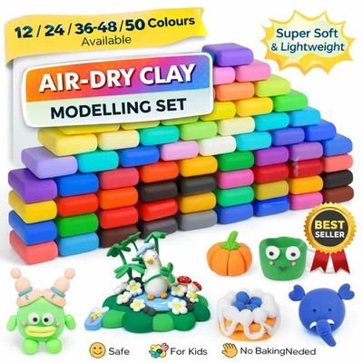 Lufttrockene Knete Modellierset 12 24 36 48 50 Farben mit Werkzeug Kinder Basteln