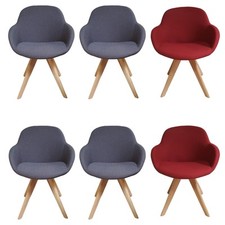 Niehoff 4er Set Coppa 4 Schalensessel Stoff Messina Grau und Rot Gestell 