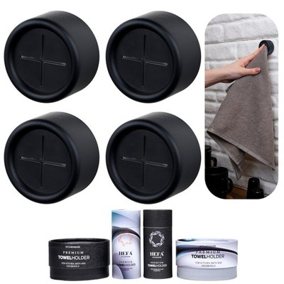 HEFA Self Adhesive Dish Towel Holder Hooks, No Drill 4 Pack, Matrix Black