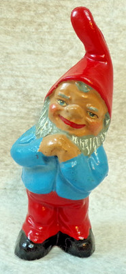 GNOME VINTAGE OLD BEARDED MAN 6'' FIGURINE THIN HOLLOW PAPER MACHE LIKE ELF PIXIE