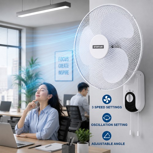Wall Fan 16 Inches 41cm Speed Oscillating Tilting Wall Mounted Fan Hydroponics