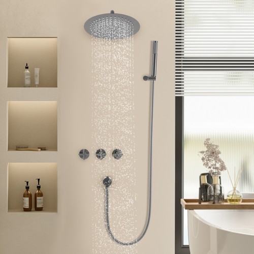 Complete Shower System with Ceramic Valve Core Wall Mounted Stainless Steel USA