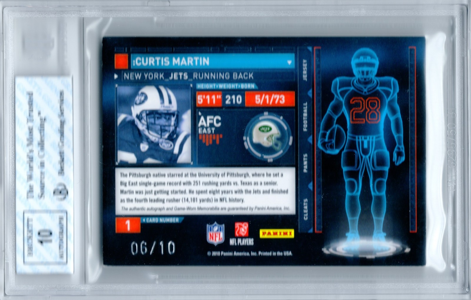 2010 Absolute Tools of the Trade Curtis Martin AUTO Prime Patch /10 BGS 8 Jets view 2