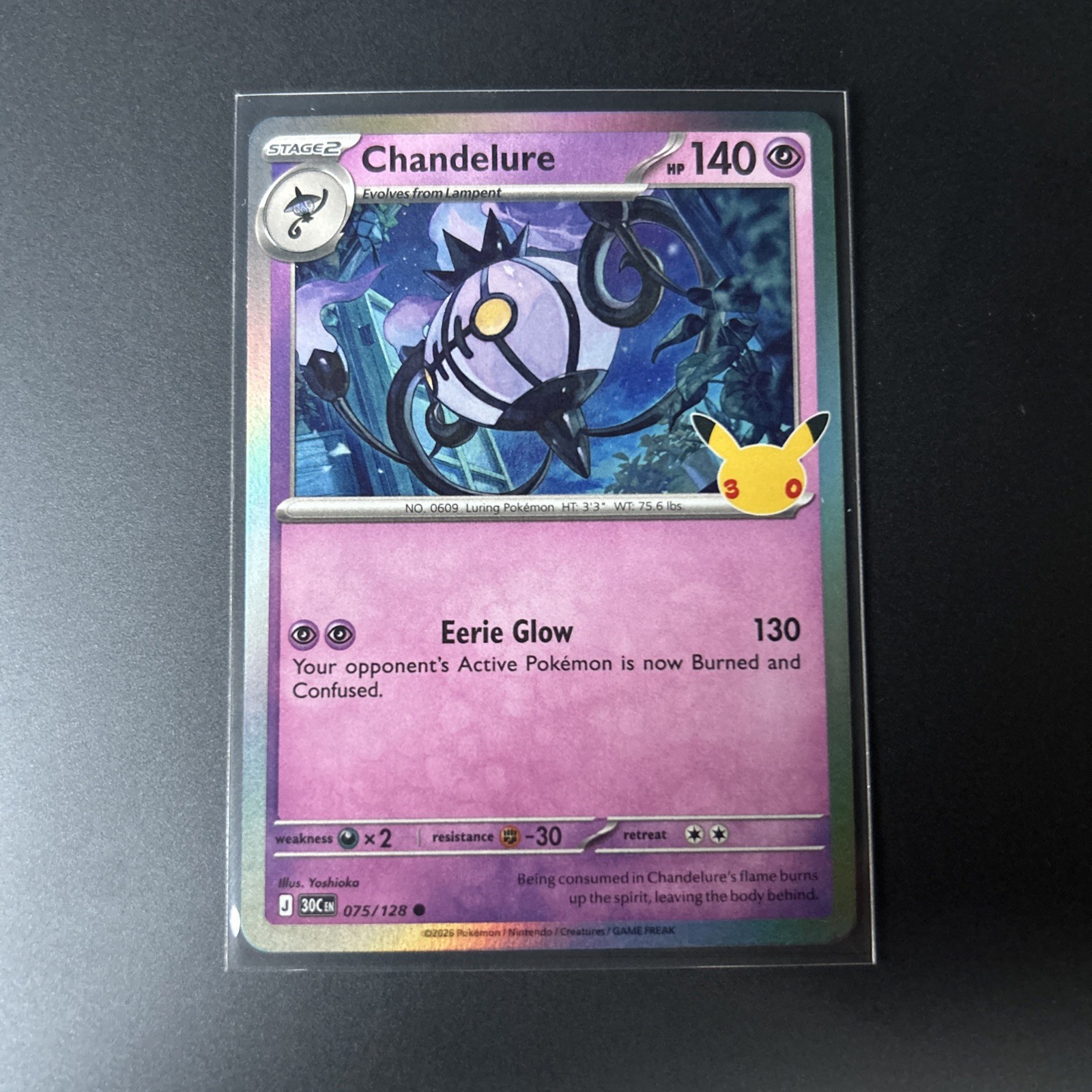 Chandelure Holo Common - ME: 30th Celebration 075/128 - Pokemon TCG NM