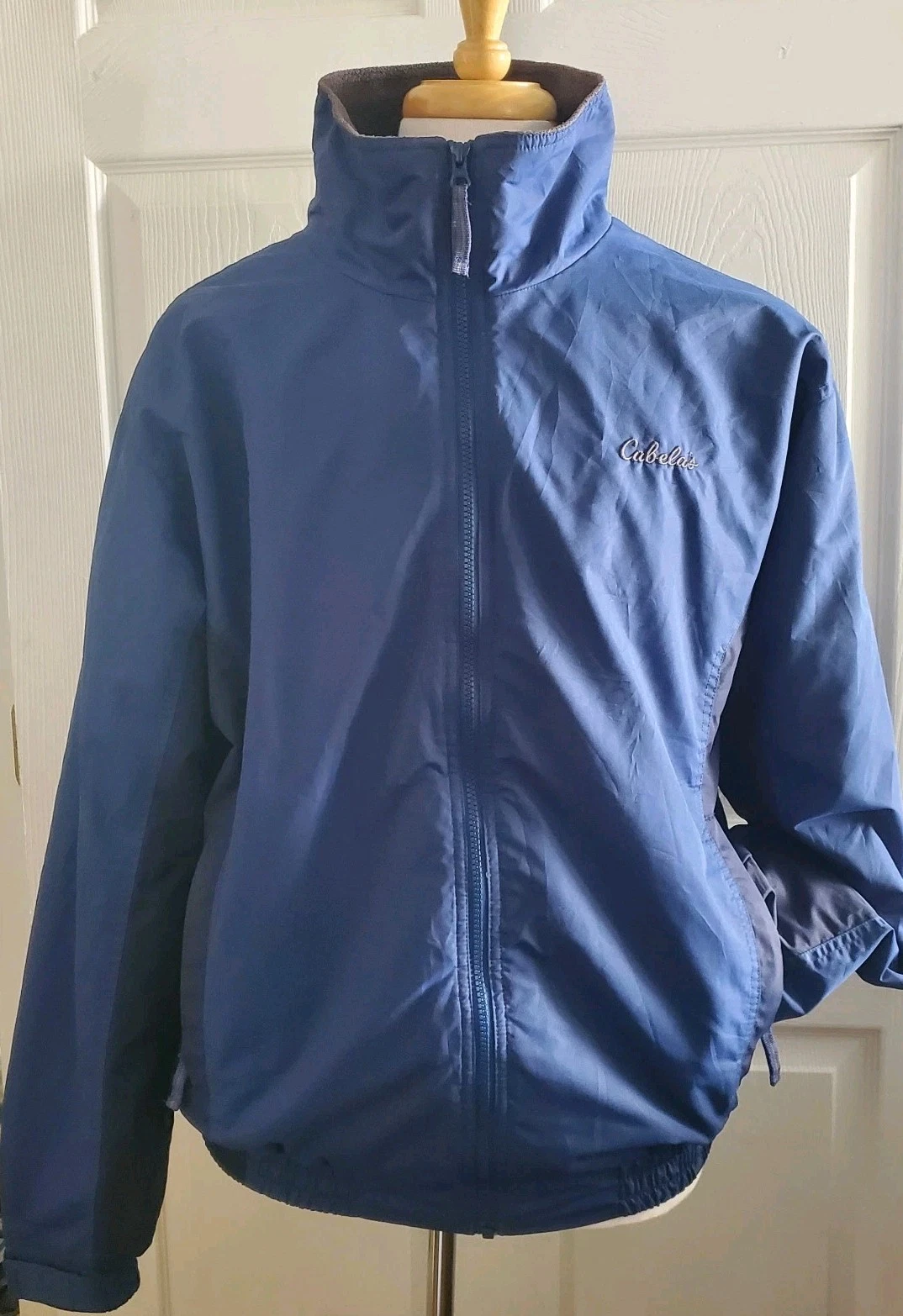 Cabela's Outerwear Fleece Windbreaker Jacket Men's L Full Zip Pockets Blue