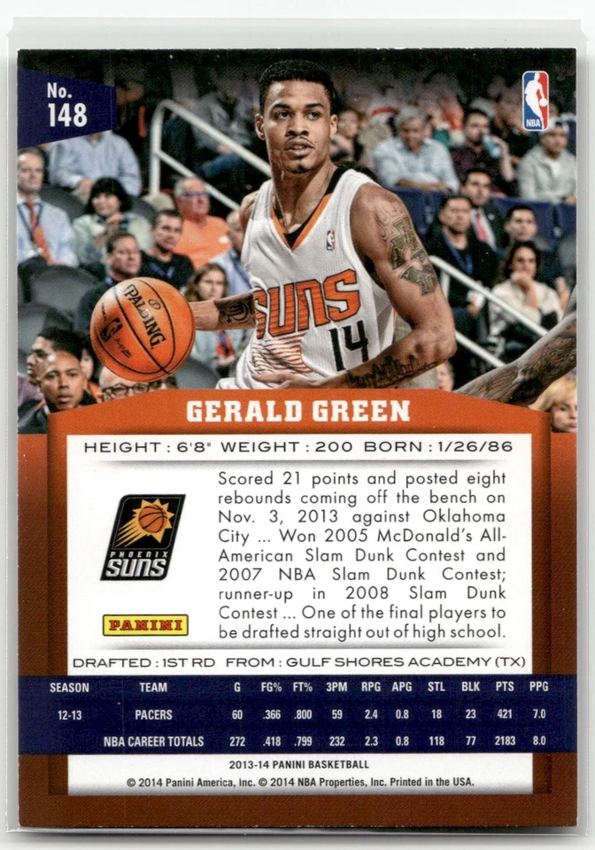 Gerald Green 2013-14 Panini #148 Phoenix Suns - Image 2 of 2