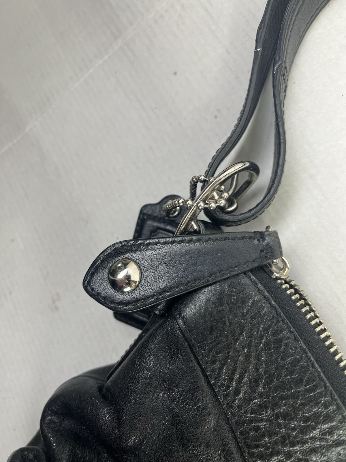 COACH  Black Leather ASHLEY Pleated Python Crossb… - image 6