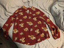 Red Flowery Top Long Sleeve Size S