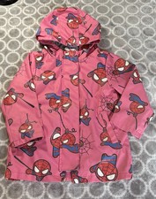 Marvel Spider-Man Kids Rain Jacket - Pink - Hooded Waterproof Coat