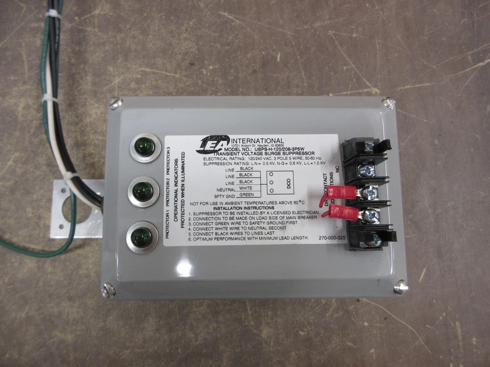 LEA International Surge Suppressor USPS-H-120/208-3P5W 120/208V 3Ph 50/60Hz Used - Image 2 of 4