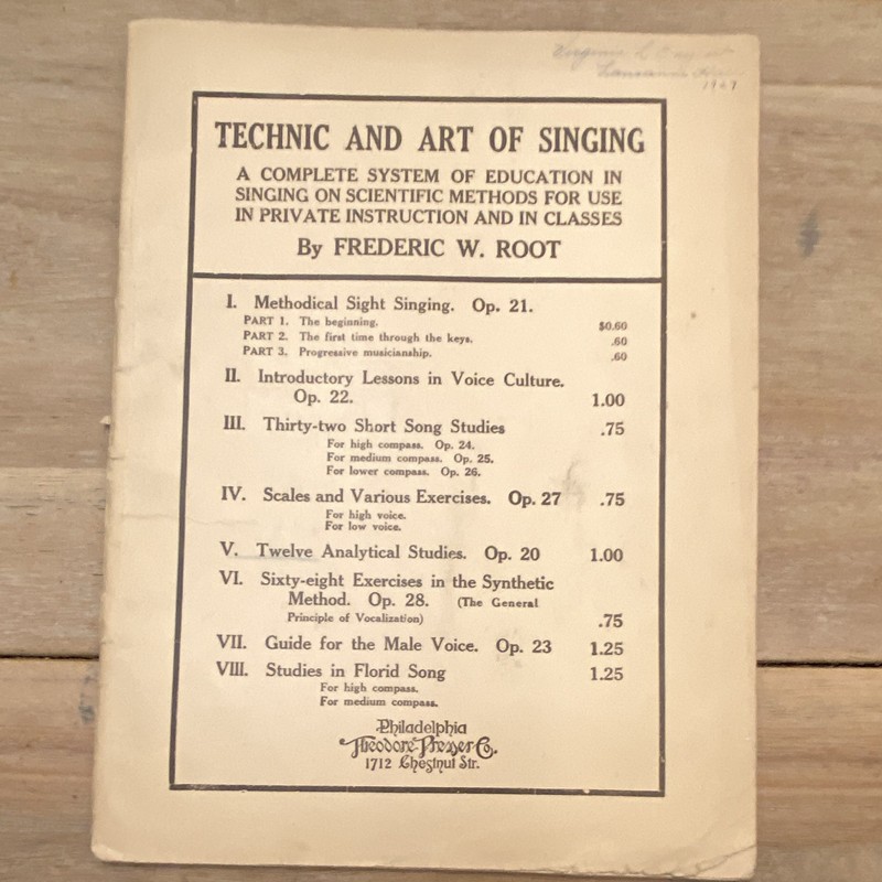 Theo. Presser Technic and Art of Singing Op. 22 Voice Solo Vocal Sheet Music
